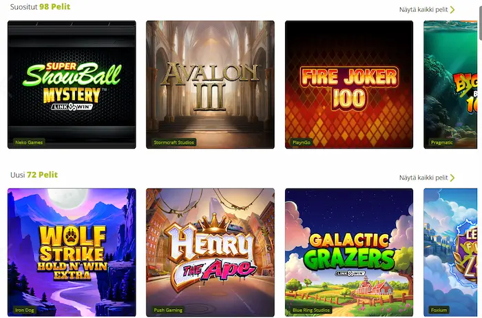 Lumo casino Suomi pelit
